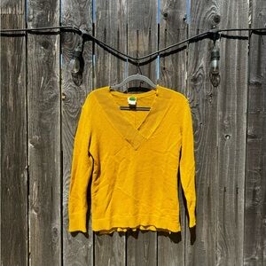 Anthropologie Galizia Yellow Gold Oversized V Neck Long Sleeve Sweater XS